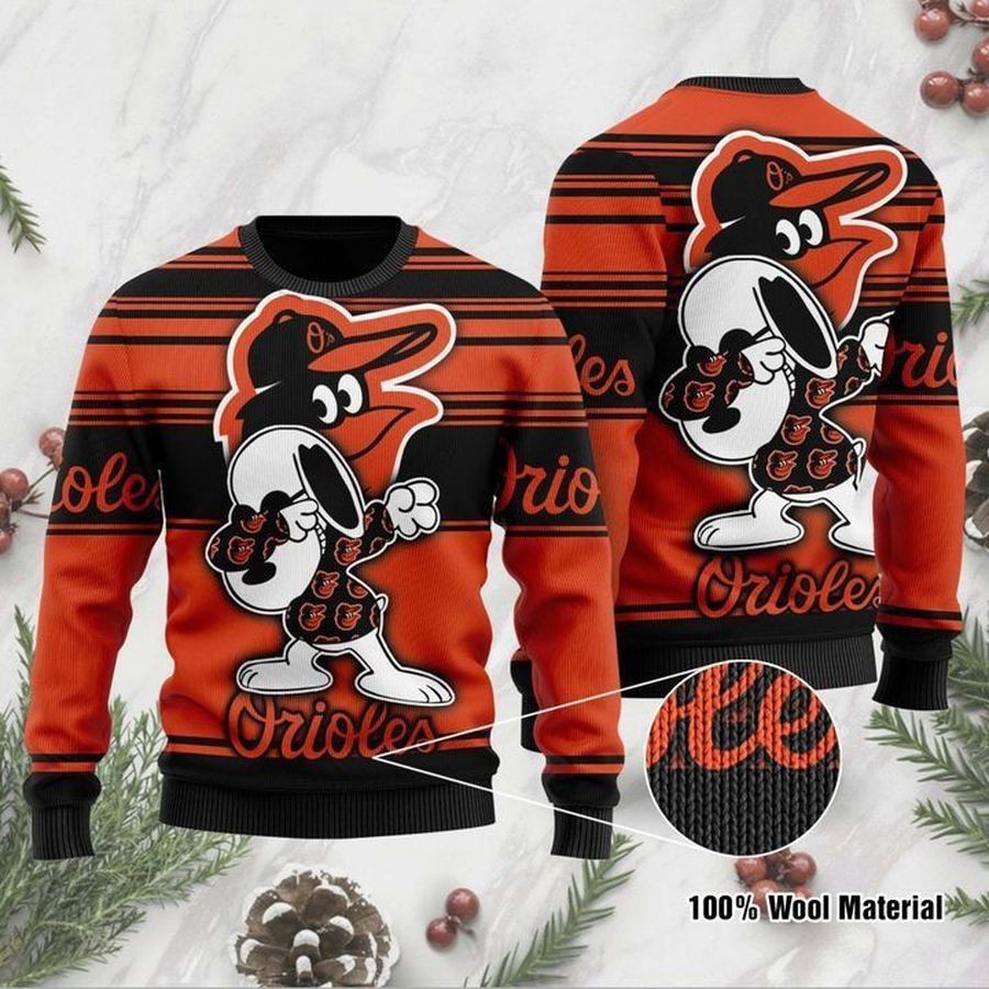 Snoopy Baltimore Orioles For Fans Ugly Christmas Sweater All Over