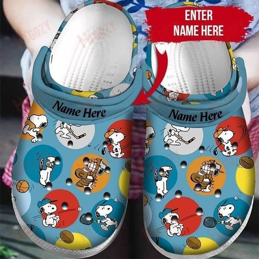 Snoopy Comics Rubber Crocs Crocband Clogs, Comfy Footwear