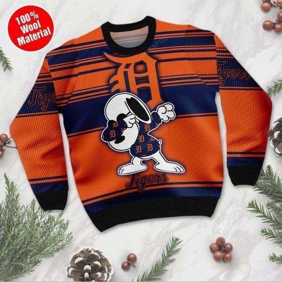 Snoopy Dab Detroit Tigers Ugly Christmas Sweater All Over Print