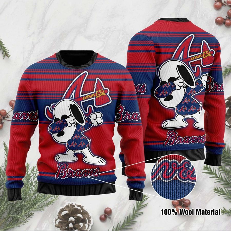 Snoopy Love Atlanta Braves For Baseball-MLB FansSweater Ugly Christmas Sweater