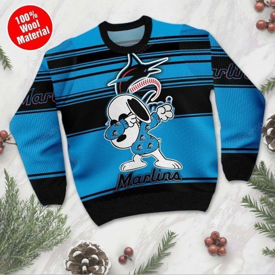 Snoopy Miami Marlins Ugly Christmas Sweater All Over Print Sweatshirt