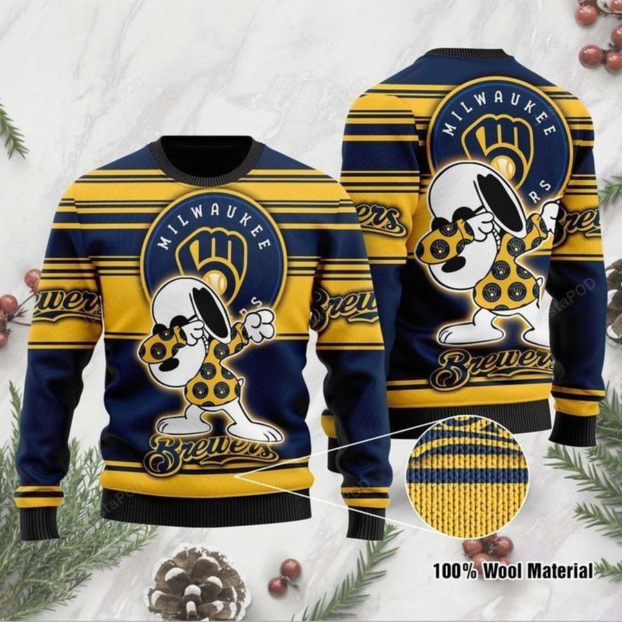 Snoopy Milwaukee Brewers Ugly Christmas Sweater All Over Print Sweatshirt