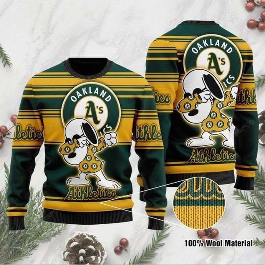 Snoopy Oakland Athletics Ugly Christmas Sweater All Over Print Sweatshirt