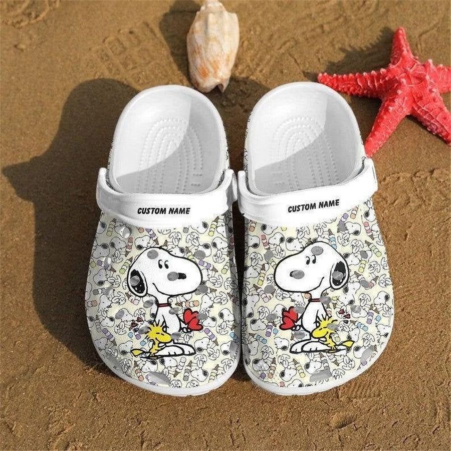 Snoopy Smiling Custom Name Crocs Crocband Clog Comfortable Water Shoes