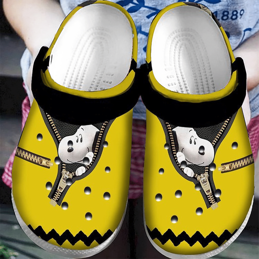 Snoopy Yellow Gift For Fan Classic Water Rubber Crocs Crocband Clogs, Comfy Footwear.png