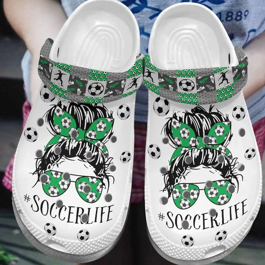 Soccer Personalize Clog Custom Crocs Fashionstyle Comfortable For Women Men Kid Print 3D Whitesole Soccer Life