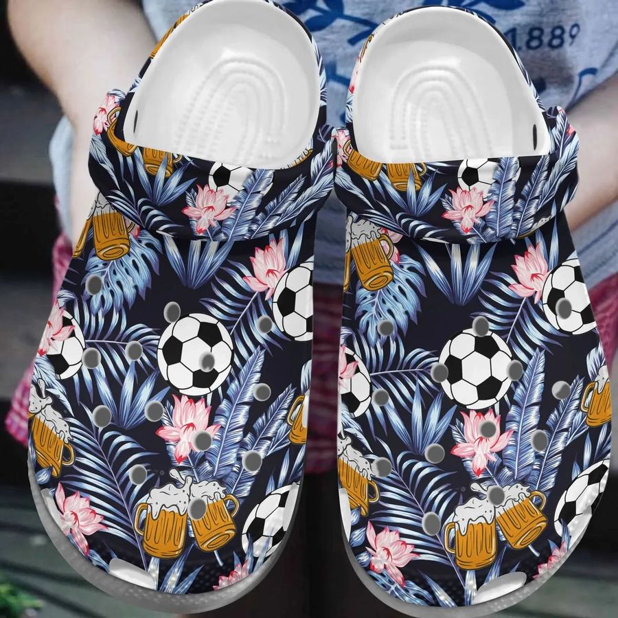 Soccer Personalized Clog Custom Crocs Comfortablefashion Style Comfortable For Women Men Kid Print 3D Soccer Beer Tropical Pattern