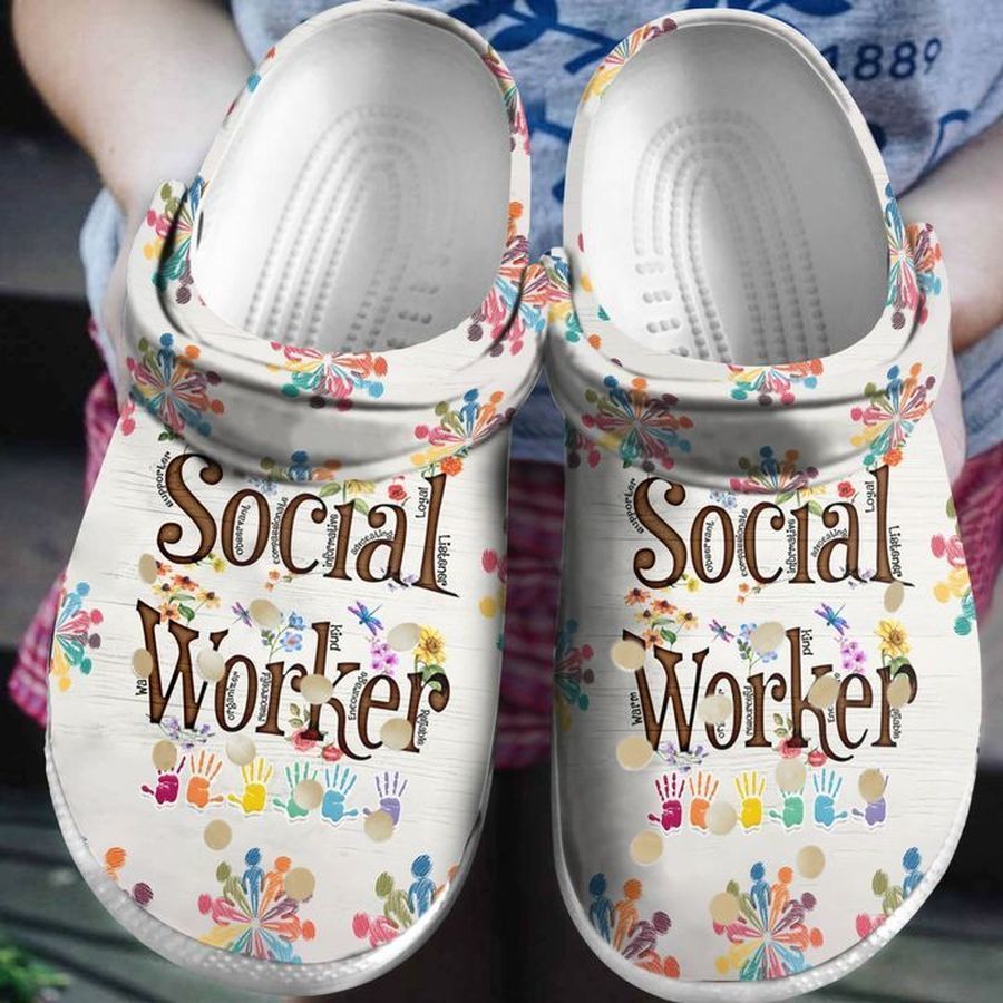 Social Worker Floral Sku 2279 Crocs Crocband Clog Comfortable For Mens Womens Classic Clog Water Shoes