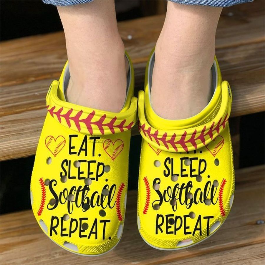Softball Eat Sleep Sku 2287 Crocs Crocband Clog Comfortable For Mens Womens Classic Clog Water Shoes
