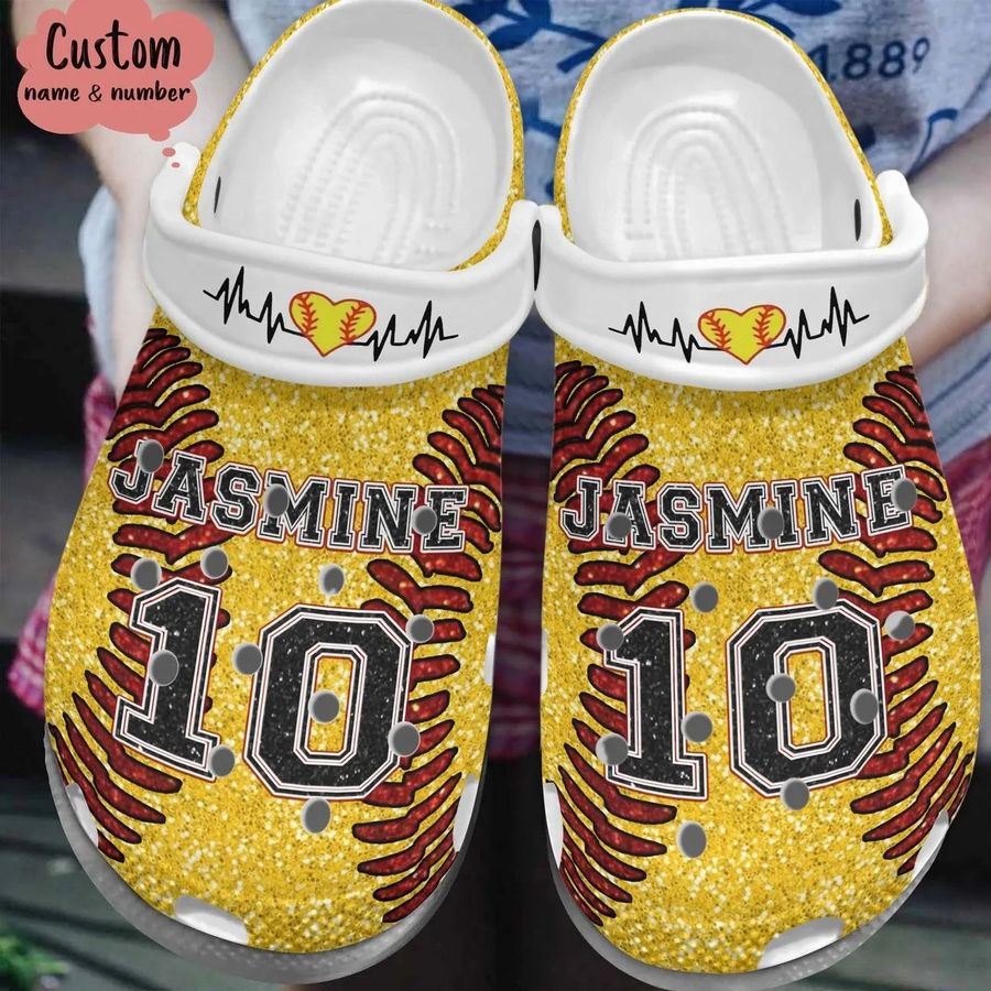 Softball Lovers Personalized Personalize Clog Custom Crocs Fashionstyle Comfortable For Women Men Kid Print 3D