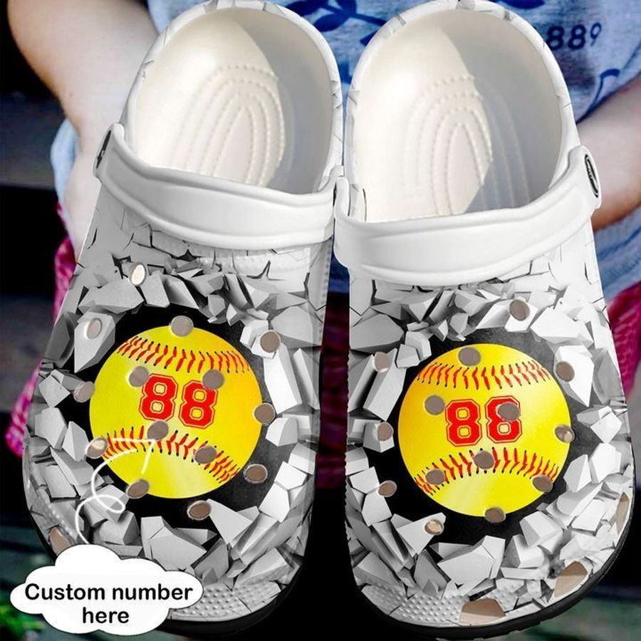 Softball Personalized Broken Wall Sku 2332 Crocs Crocband Clog Comfortable For Mens Womens Classic Clog Water Shoes