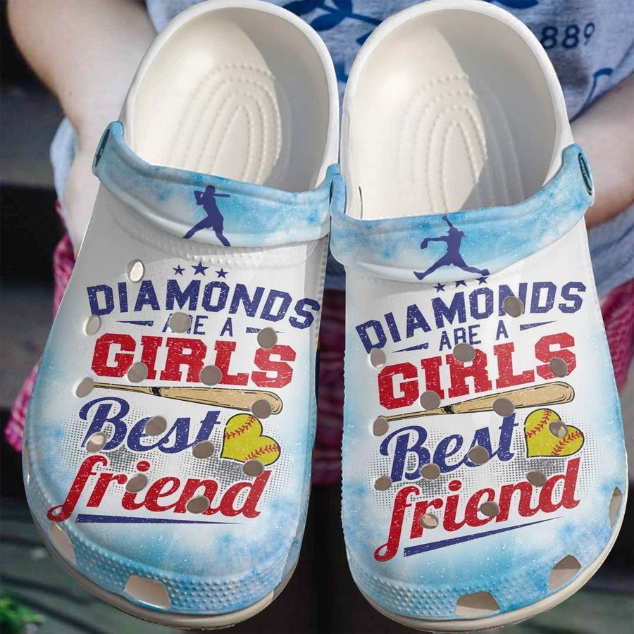 Softball Personalized Clog Custom Crocs Comfortablefashion Style Comfortable For Women Men Kid Print 3D Diamonds Are Girls Best Friend
