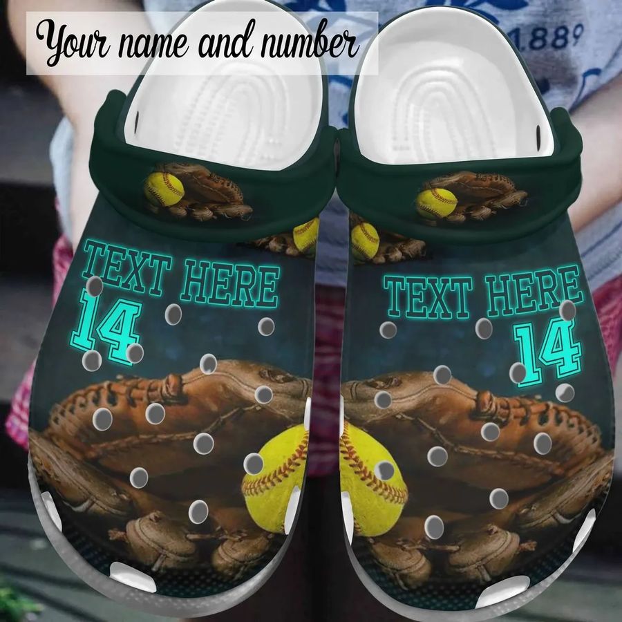 Softball Personalized Clog Custom Crocs Comfortablefashion Style Comfortable For Women Men Kid Print 3D Glove