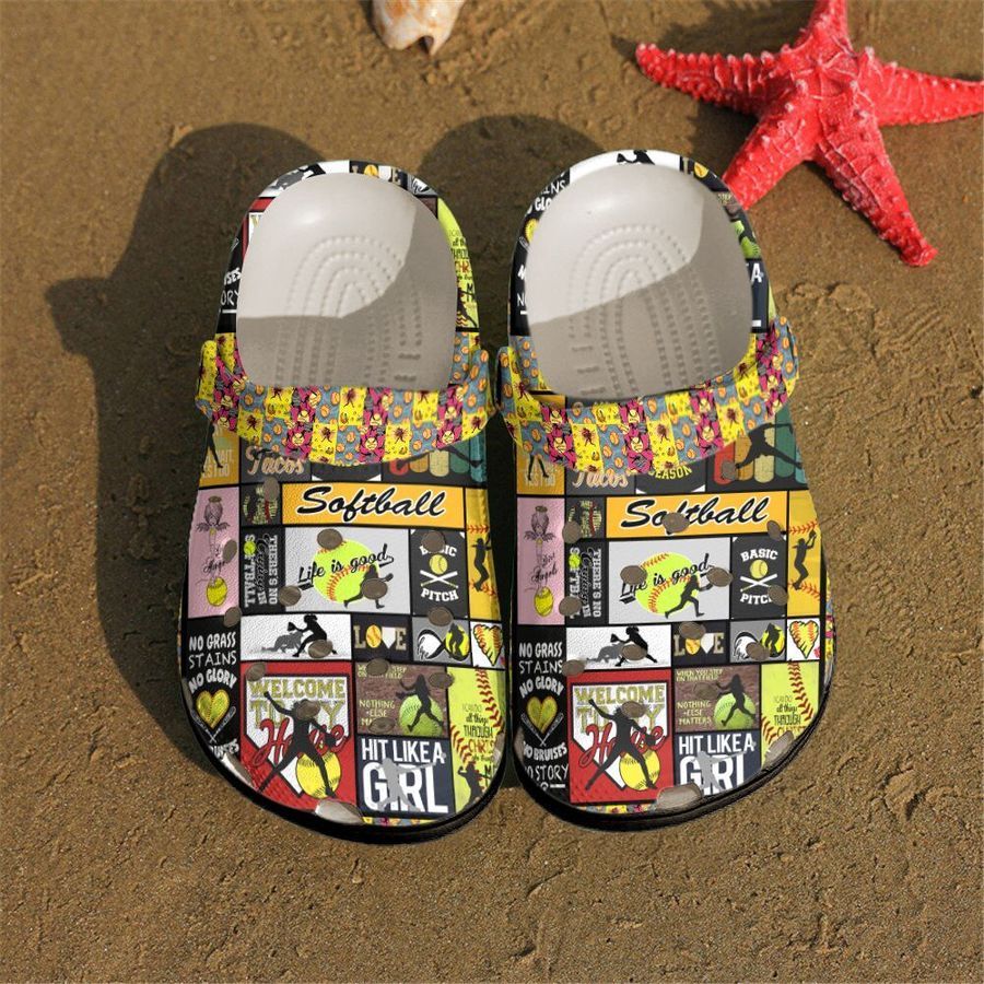 Softball Personalized Clog Custom Crocs Comfortablefashion Style Comfortable For Women Men Kid Print 3D Hit Like A Girl