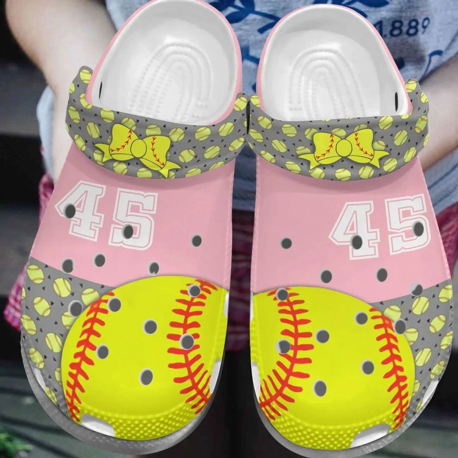 Softball Personalized Clog Custom Crocs Comfortablefashion Style Comfortable For Women Men Kid Print 3D Lovely Bow