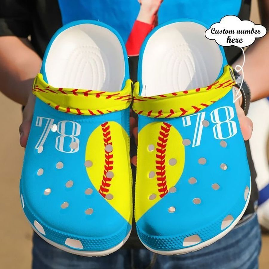 Softball Personalized Heart Sku 2413 Crocs Crocband Clog Comfortable For Mens Womens Classic Clog Water Shoes