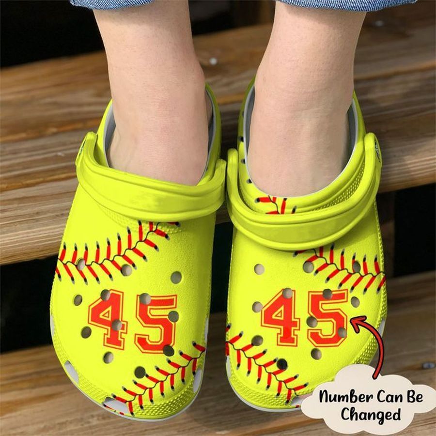 Softball Personalized Love Sku 2353 Crocs Crocband Clog Comfortable For Mens Womens Classic Clog Water Shoes
