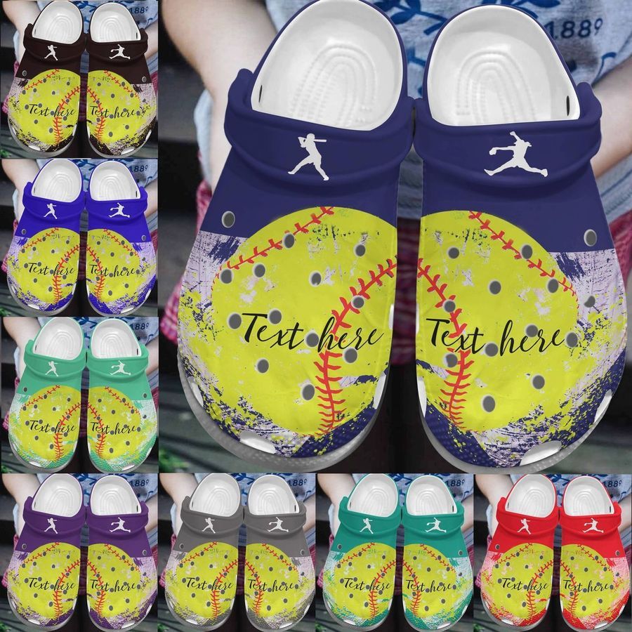 Softball Personalized Personalize Clog Custom Crocs Fashionstyle Comfortable For Women Men Kid Print 3D Whitesole Softball Player