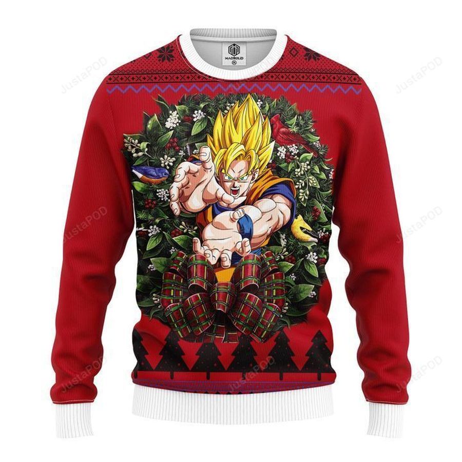 Son Goku Super Saiyan Ugly Christmas Sweater, All Over Print Sweatshirt, Ugly Sweater, Christmas Sweaters, Hoodie, Sweater