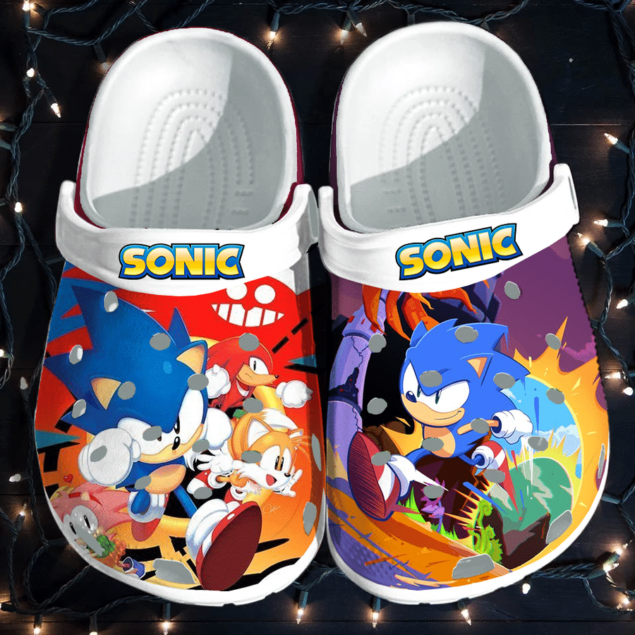 Sonic The Hedgehog For Men And Women Rubber Crocs Crocband Clogs, Comfy Footwear.png