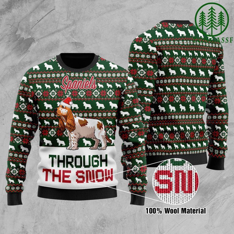 Spaniels Through The Snow Christmas Ugly Sweater
