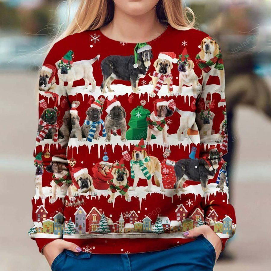 Spanish Mastiff Ugly Christmas Sweater All Over Print Sweatshirt Ugly