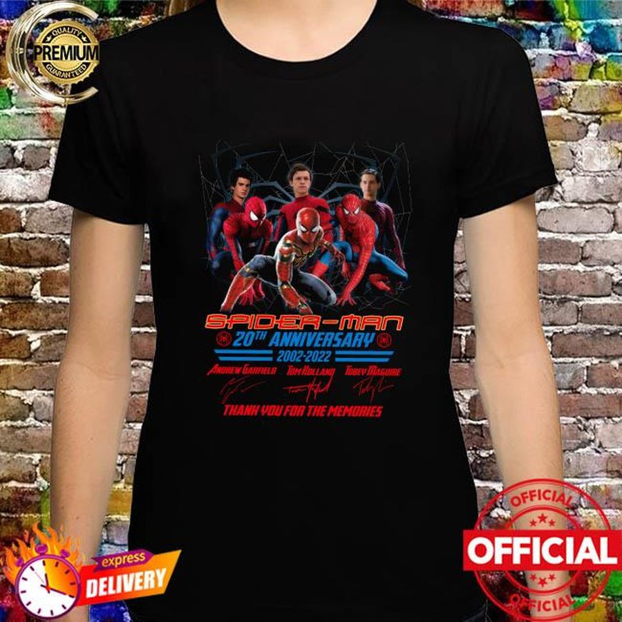 Spider- Man 20th anniversary 2002 2022 thank you for the memories signatures shirt
