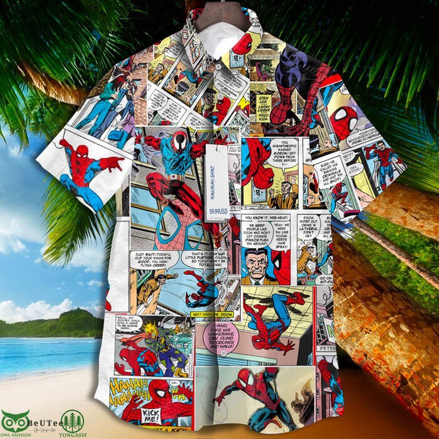 Spider Man Super Hero Marvel Comics 3d Art Tropical Vintage Grateful Hawaiian Shirt