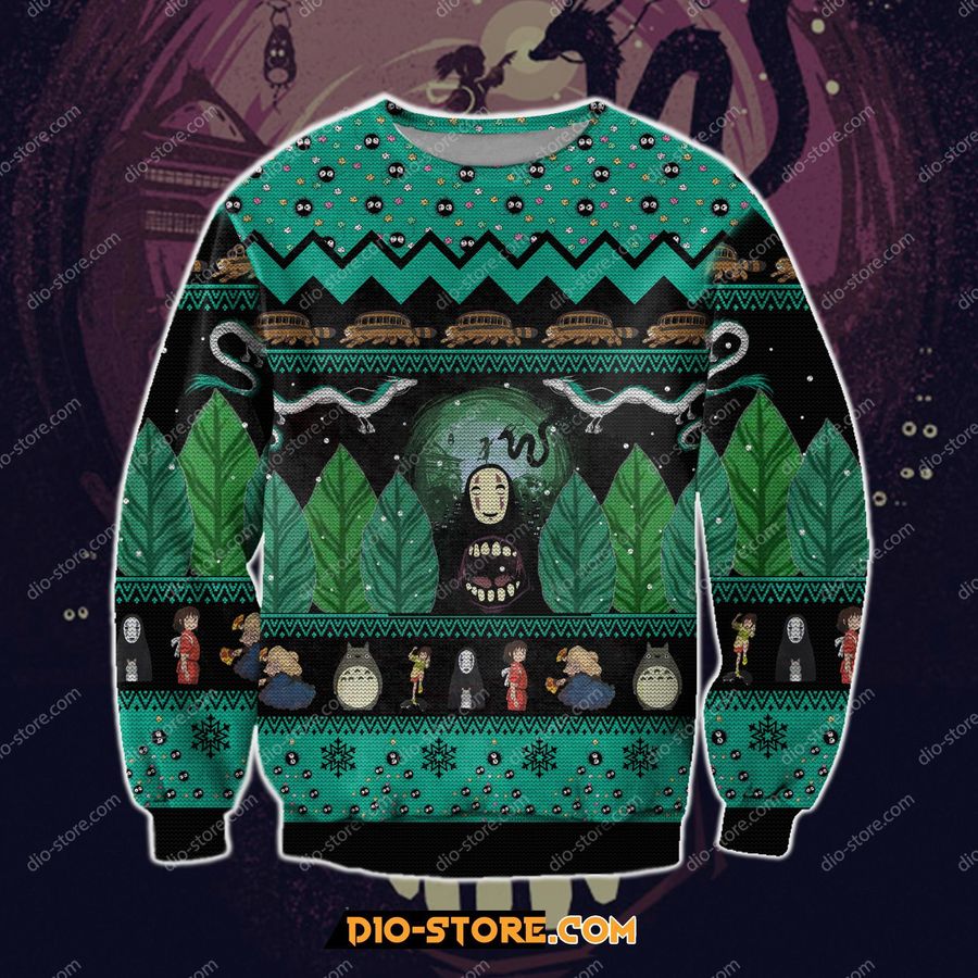 Spirited Away Totoro 3D Print Ugly Christmas Sweater Hoodie All Over Printed Cint10099, All Over Print, 3D Tshirt, Hoodie, Sweatshirt, Long Sleeve