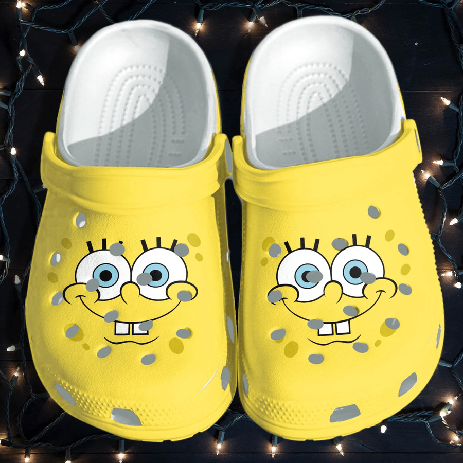 Sponge Crocs - Cheese Face Sponge Funny Bob Cute Shoes Crocs Gifts For Boys Kids Daughter.png