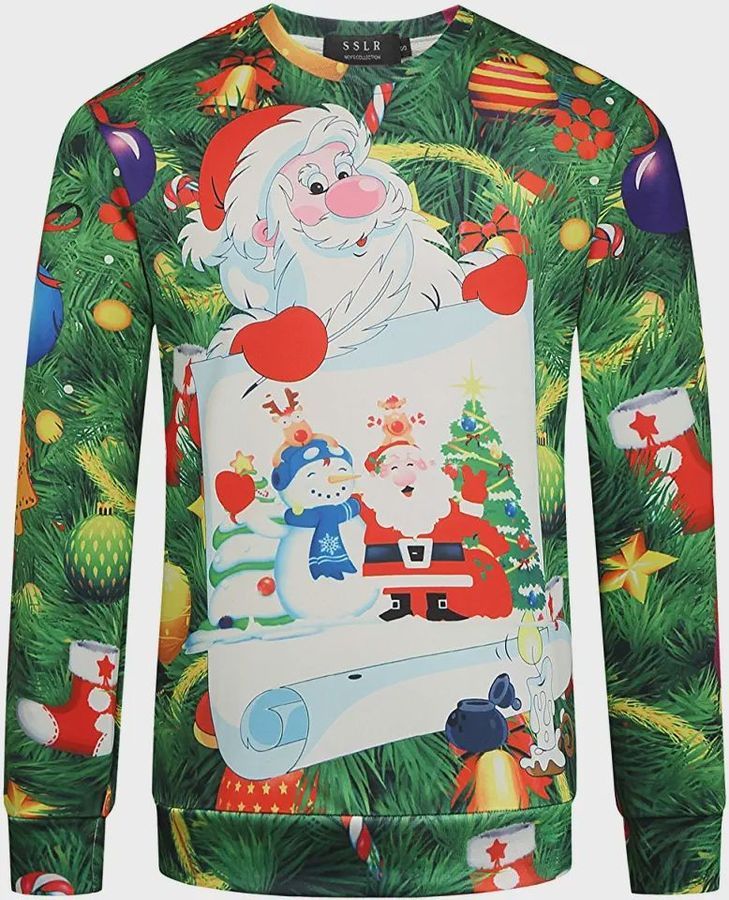 SSLR Family Funny Santa Claus Crewneck Ugly Christmas Sweater Ugly