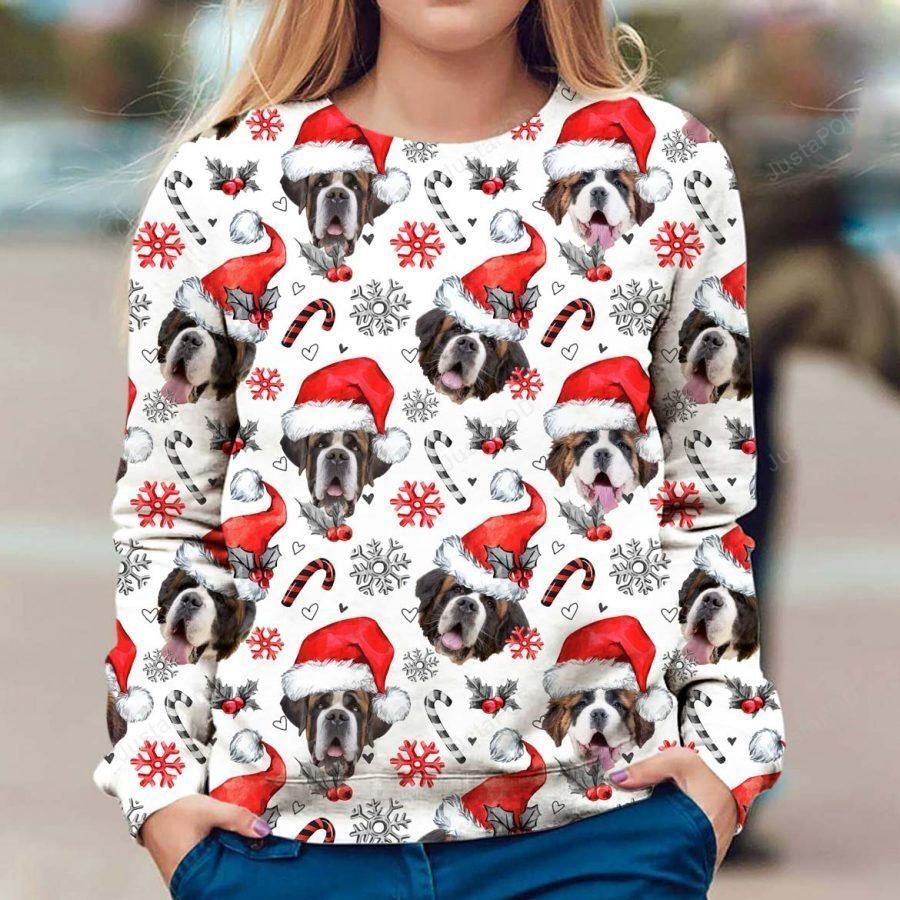 St Bernard Ugly Christmas Sweater, All Over Print Sweatshirt, Ugly Sweater, Christmas Sweaters, Hoodie, Sweater