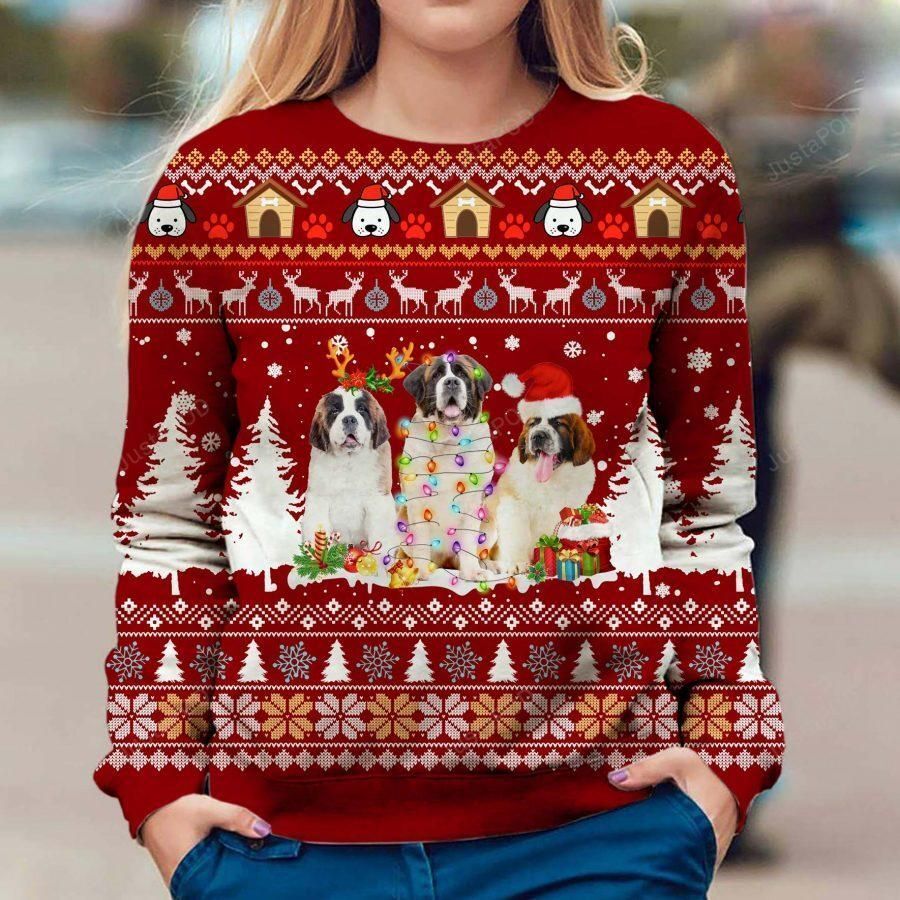 St Bernard Xmas Ugly Christmas Sweater, All Over Print Sweatshirt, Ugly Sweater, Christmas Sweaters, Hoodie, Sweater