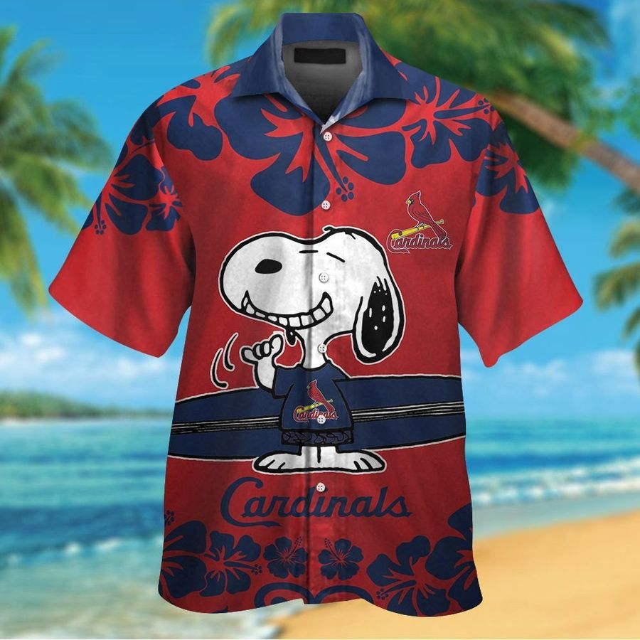 St Louis Cardinals Snoopy Short Sleeve Button Up Tropical Aloha Hawaiian Shirts For Men Women