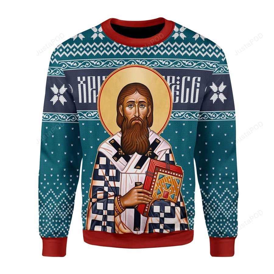 St Sava Ugly Christmas Sweater All Over Print Sweatshirt Ugly