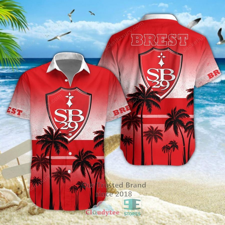 Stade Brestois 29 palm tree Hawaiian Shirt, Shorts – LIMITED EDITION