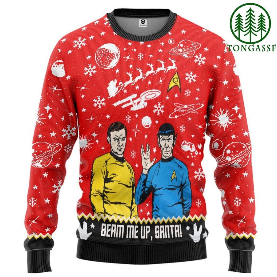 Star Trek Beam Me Up Santa Custom Ugly Sweater