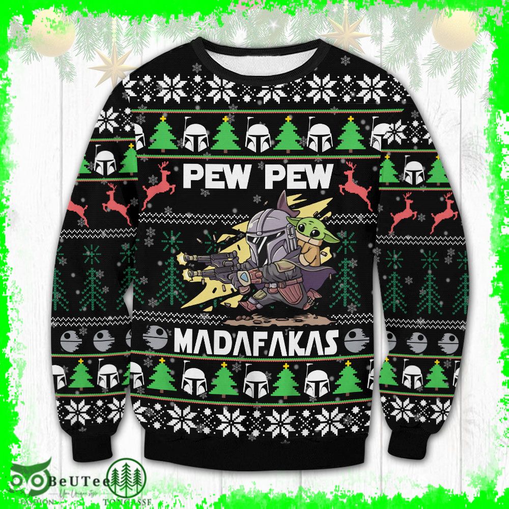 Star War Pew Pew Ugly Sweater Boba Fett Yoda