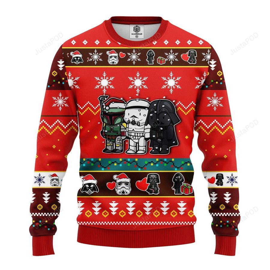 Star Wars Cute Ugly Christmas Sweater Red Ugly Sweater Christmas