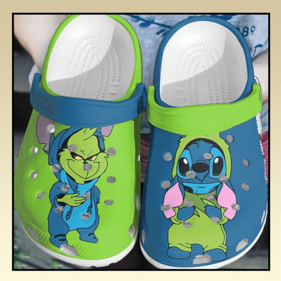 Stitch And Grinch Crocs Crocband Clog Comfortable Shoes.png