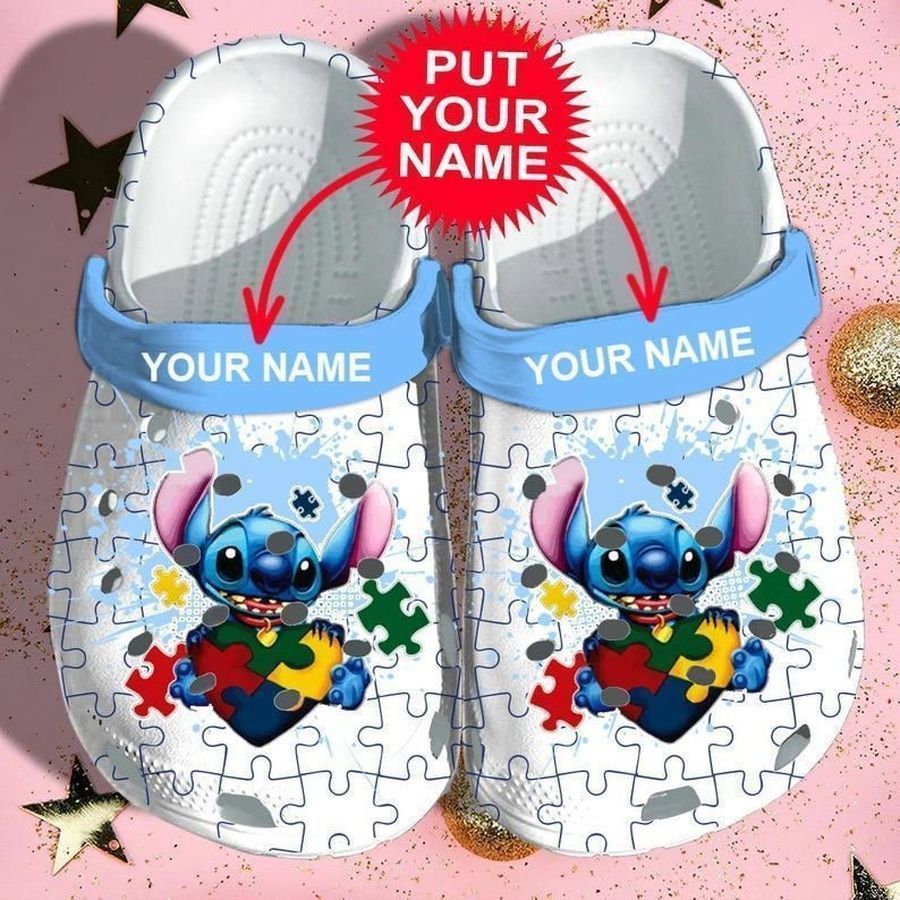 Stitch Autism Rubber Crocs Crocband Clogs, Comfy Footwear