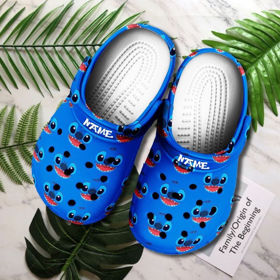 Stitch Custom Name Small Faces Blue Crocs Crocband Clog Comfortable Water Shoes