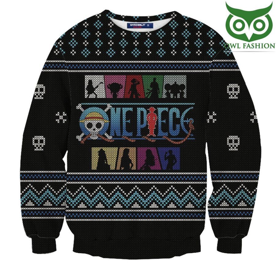 Straw Hat Crew Silhouette One Piece 3D Printed Ugly Sweater