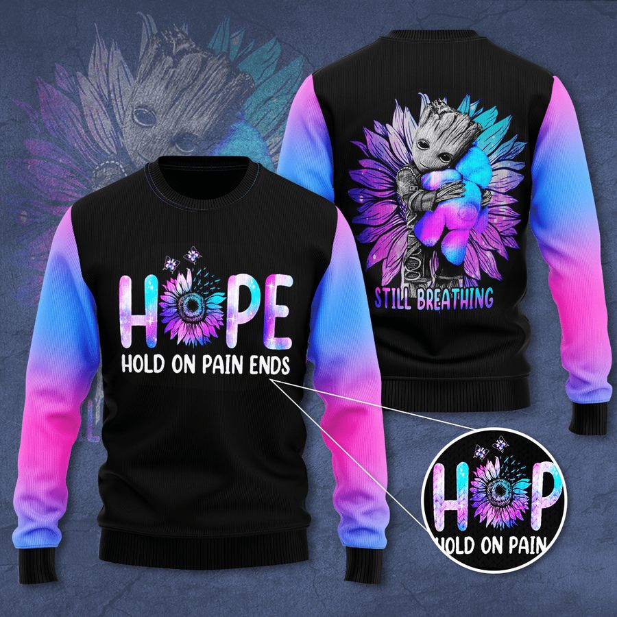 Suicide Prevention Awareness Hope Hold On Pain Ends Ugly Sweater