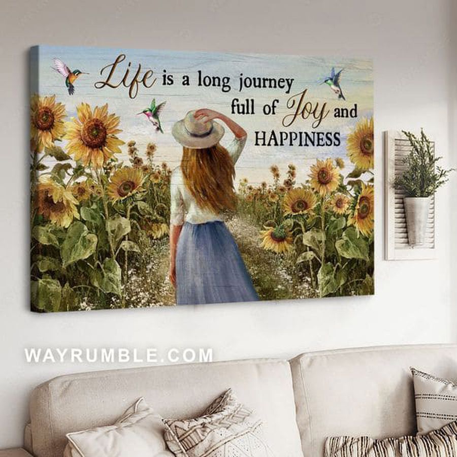 Sunflower Lover, Hummingbird Poster, Life Is A Long Journey Full Of Joy And Happiness Poster