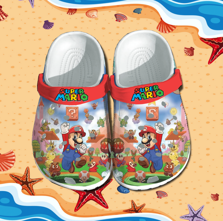 Super Mario Bros Crocs Crocband Clogs, Comfy Footwear, Shoes 4.png