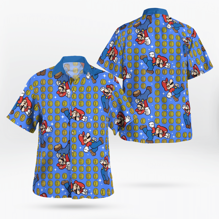 Super Mario with coin Hawaiian Shirt.png