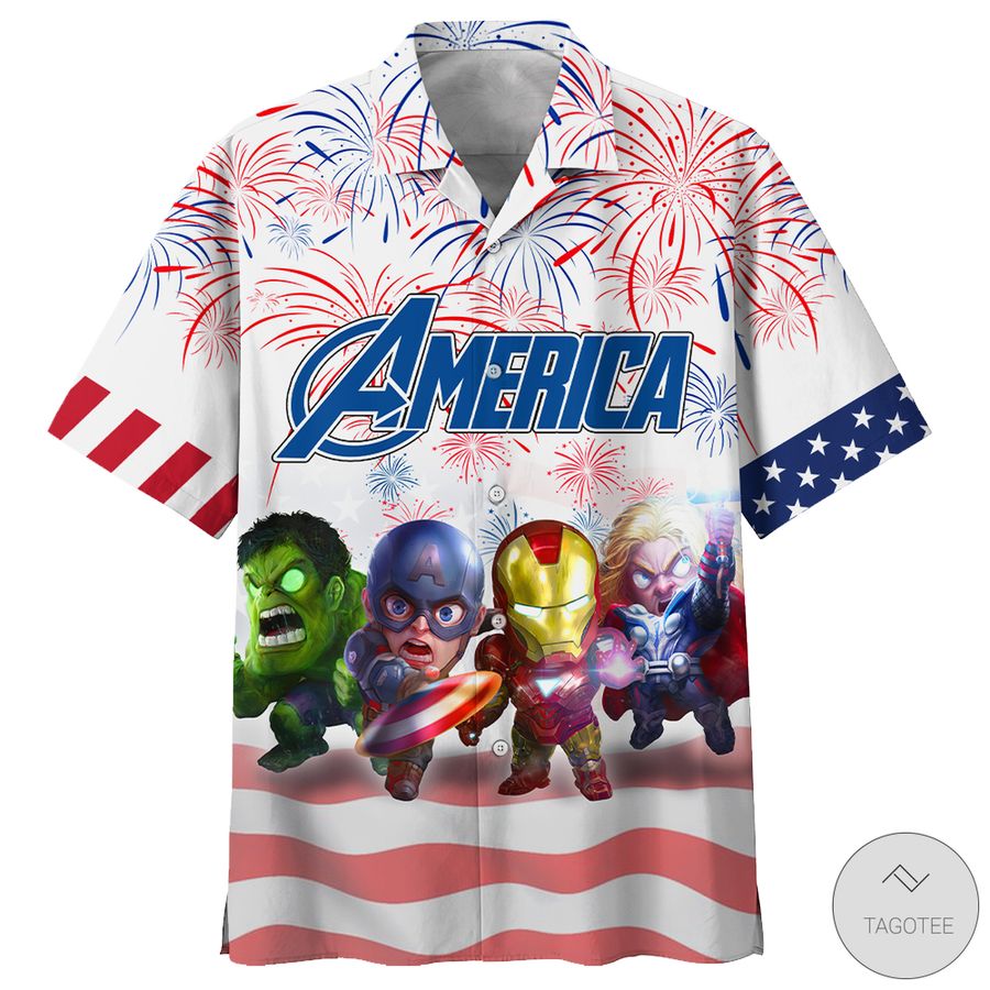 Superheroes Independence Day Hawaiian Shirts