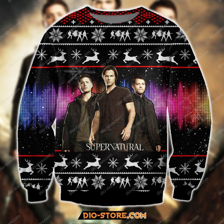 Supernatural 3D Print Knitting Pattern Ugly Christmas Sweater Hoodie All Over Printed Cint10243, All Over Print, 3D Tshirt, Hoodie, Sweatshirt