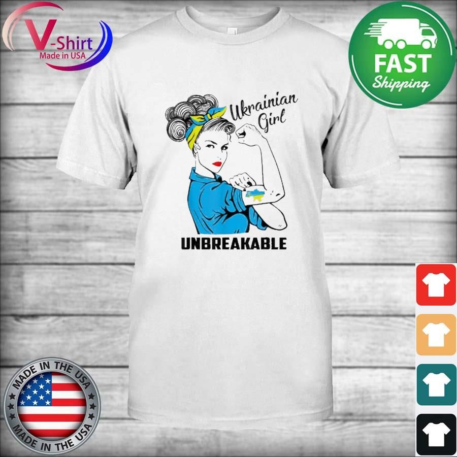 Support Ukraine Girl Unbreakable Strong Ukrainian Flag Pride T-shirt